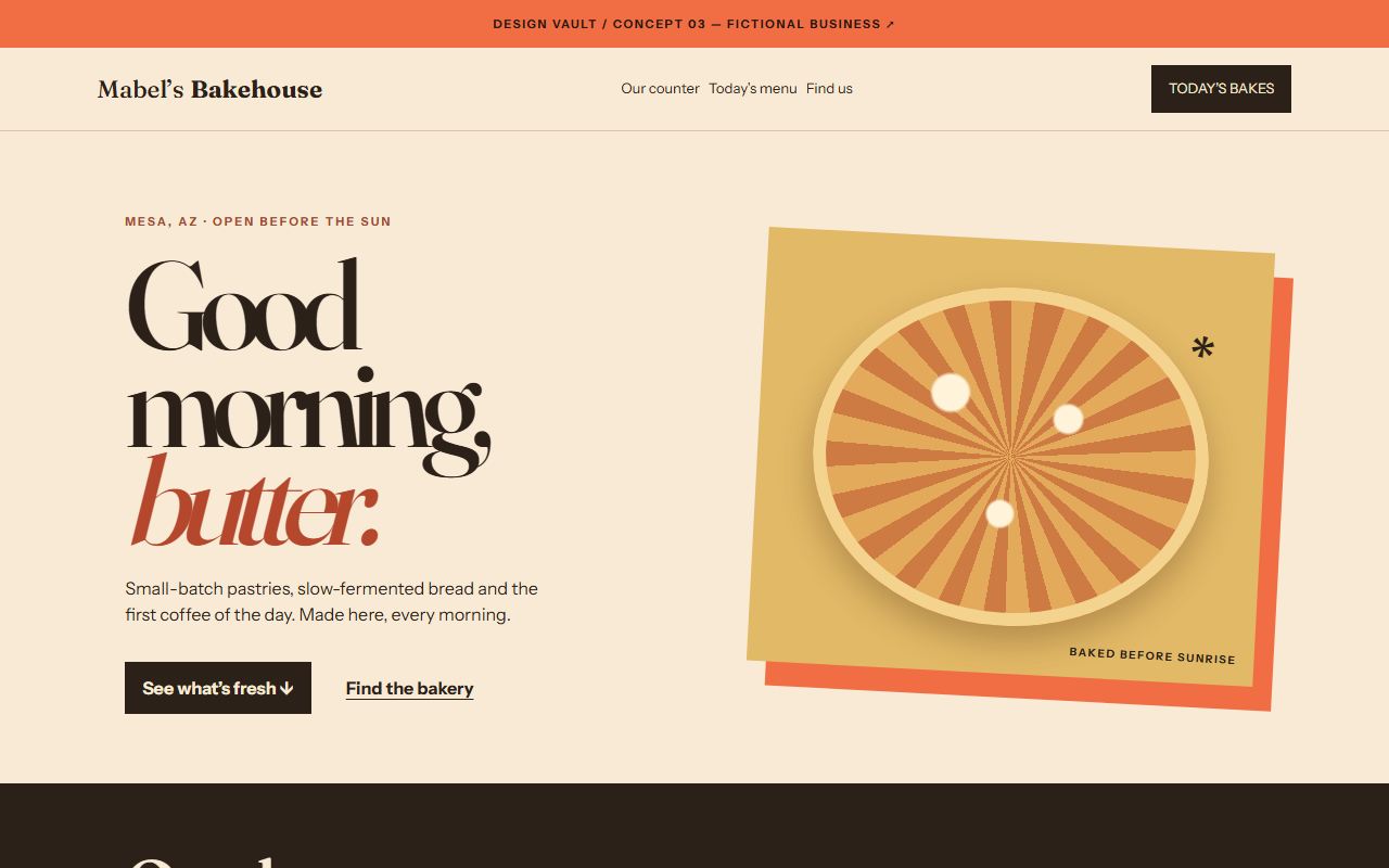 Cream and persimmon bakery website concept